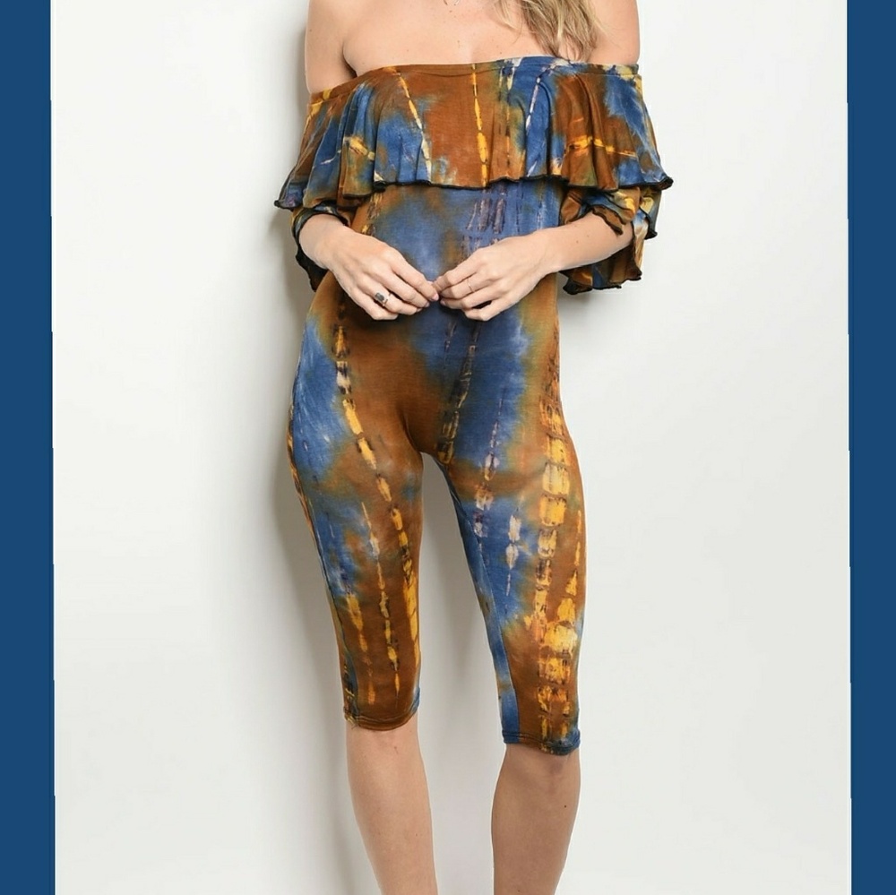 Blue/Mustard tie dye jumpsuit